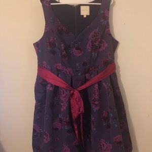 ModCloth fit and flare purple floral dress